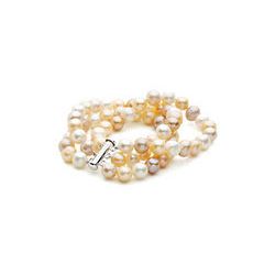 Sterling Silver and Freshwater Multi-Color Cultured Pearl Triple Strand Bracelet - 7.25 Inch / 8