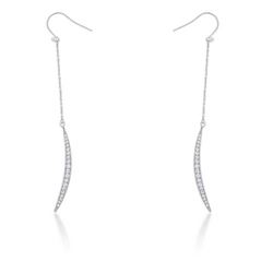 Luna 0.5ct CZ Rhodium Delicate Moon Drop Earrings