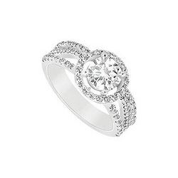 Diamond Engagement Ring : 18K White Gold - 1.25 CT Diamonds