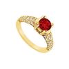 Image 1 : Ruby and Diamond Engagement Ring : 14K Yellow Gold - 1.25 CT TGW