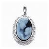 Image 1 : 14K White Gold Diamond Agate Cameo With Sentiment Pendant