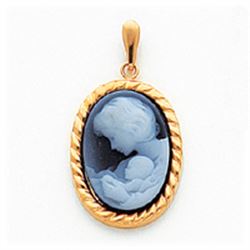 14K New Arrival Agate Cameo With Sentiment Pendant