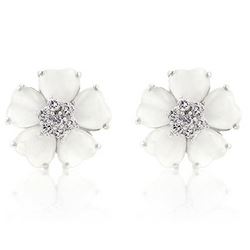 White Flower Nouveau Earrings