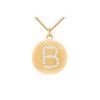 Image 1 : Diamond Initial B Disc Pendant : 14K Yellow Gold - 0.33 CT Diamonds