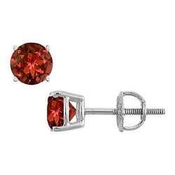 Garnet Stud Earrings : 14K White Gold - 2.00 CT TGW