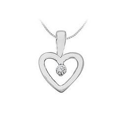 Diamond Heart Pendant : 14K White Gold - 0.10 CT Diamonds