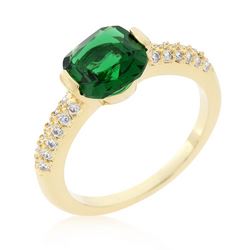 Green Cushion Cut Cubic Zirconia Engagement Ring