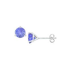 14K White Gold Martini Style Created Tanzanite Stud Earring with 2.00 CT TGW