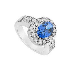 Diffuse Sapphire and Cubic Zirconia Ring : 10K White Gold - 3.25 CT TGW