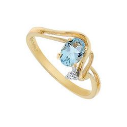 Aquamarine and Diamond Ring : 14K Yellow Gold - 0.50 CT TGW