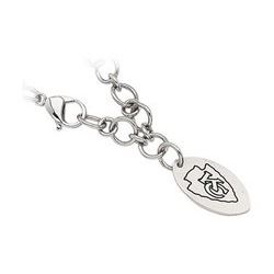 Stainless Steel Kansas City Chiefs Logo Dangle Bracelet - 8 Inches