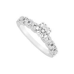 Diamond Engagement Ring : 14K White Gold - 0.75 CT Diamonds