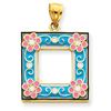 Image 1 : 14K Aqua Enameled Picture Frame Pendant