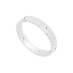 3MM Comfort Fit Flat Wedding Band with Diamonds : 14K White Gold - 0.05 CT TDW