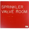 Image 1 : New York Giants Sign - "Sprinkler Valve Room" Written In White On A Red Frame (24X24)