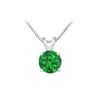 Image 1 : 14K White Gold Prong Set Natural Emerald Solitaire Pendant 0.25 CT TGW