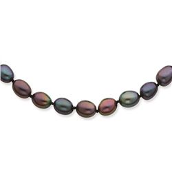 14K White Gold 6-7Mm Black FW Cultured Pearl Necklace