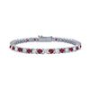 Image 1 : Ruby and Diamond Tennis Bracelet : Platinum - 4.00 CT TGW