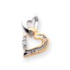 Image 1 : 14K Two-Tone Polished AA Quality Completed Fancy Diamond Heart Pendant