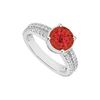 Image 1 : Ruby and Diamond Engagement Ring : 14K White Gold - 1.00 CT TGW