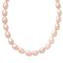 14K 7-8Mm Pink Rice Shape FW Cultured Pearl Necklace