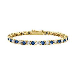 Sapphire and Diamond Tennis Bracelet : 14K Yellow Gold – 4.00 CT TGW