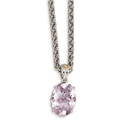 Sterling Silver W/14K Pink Quartz Necklace