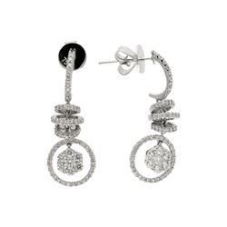 14K White Gold Fancy Corkscrew Diamond Earrings