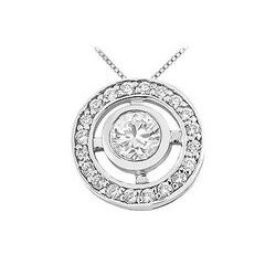 Diamond Circle Pendant : 14K White Gold - 0.50 CT Diamonds