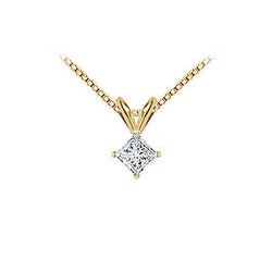 18K Yellow Gold : Princess Cut Diamond Solitaire Pendant – 0.33 CT. TDW.