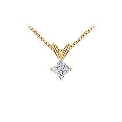 18K Yellow Gold : Princess Cut Diamond Solitaire Pendant – 0.33 CT. TDW.