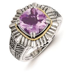 Sterling Silver W/14K Amethyst Ring