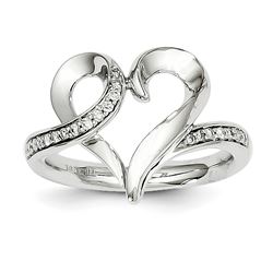 14K White Gold Diamond Heart Ring