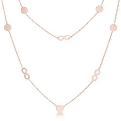 Krystal Rose Gold Stainless Steel Infinity Station Layer Necklace