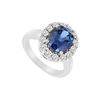 Image 1 : Diffuse Sapphire and Cubic Zirconia Ring : 10K White Gold - 3.25 CT TGW