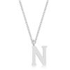Image 1 : Elaina Rhodium Stainless Steel N Initial Necklace