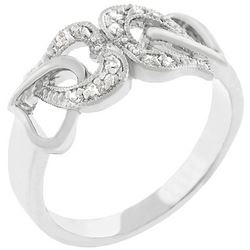 Linked Cubic Zirconia Hearts Ring