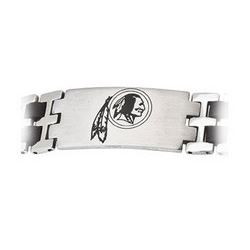 Stainless Steel and Rubber Washington Redskins Team Logo Bracelet - 8 Inch