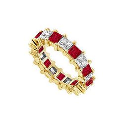 Diamond and Ruby Eternity Band : 14K Yellow Gold  – 4.00 CT TGW