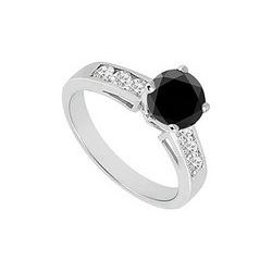 Black & White Diamond Engagement Ring 14K White Gold  1.00 CT TDW