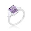 Image 1 : Classic Amethyst Rhodium Engagement Ring