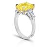 Image 2 : Rectangle Cut Yellow Sapphire And Double Diamond Ring