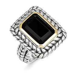 Sterling Silver W/14K Black Onyx Ring
