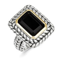 Sterling Silver W/14K Black Onyx Ring