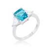 Image 1 : Classic Blue Topa Rhodium Engagement Ring