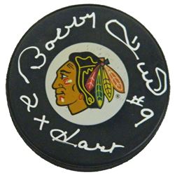 Bobby Hull Signed Blackhawks Logo Hockey Puck W/2X Hart