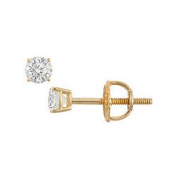 14K Yellow Gold : Round Diamond Stud Earrings – 0.10 CT. TW.