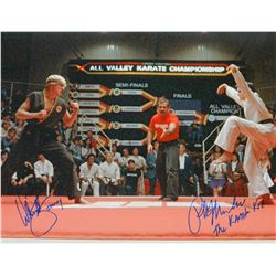 Ralph Macchio & William Zabka Dual Signed The Karate Kid Crane Pose Fight Stance 16X20 Photo W/The K