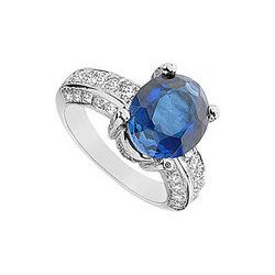 Diffuse Sapphire and Cubic Zirconia Ring : 10K White Gold - 6.50 CT TGW