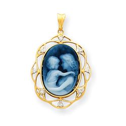 14K Everlasting Love Diamonds Cameo W/Sentiment Pendant